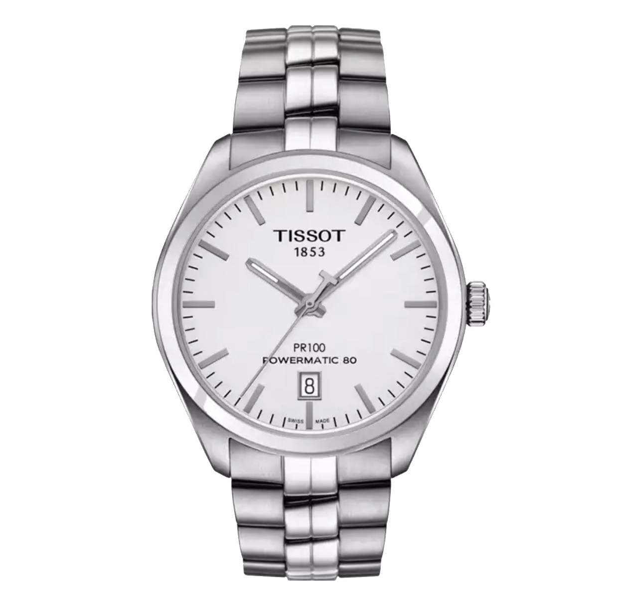 直营tissot天梭pr100系列白色男士机械腕表t101.407.11.031.