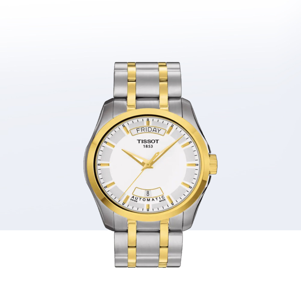 天梭库图系列经典间金男士机械腕表