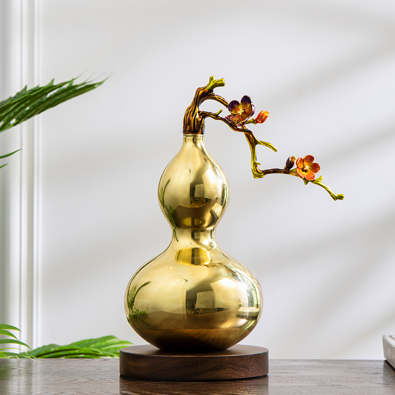 全铜玄关新居乔迁高档装饰新房酒柜珐琅中式装饰摆件