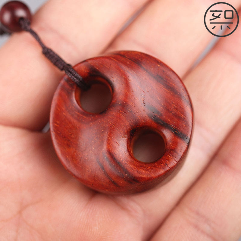 絮旧八卦莫比乌斯吊坠印度小叶紫檀木质项链挂件木雕