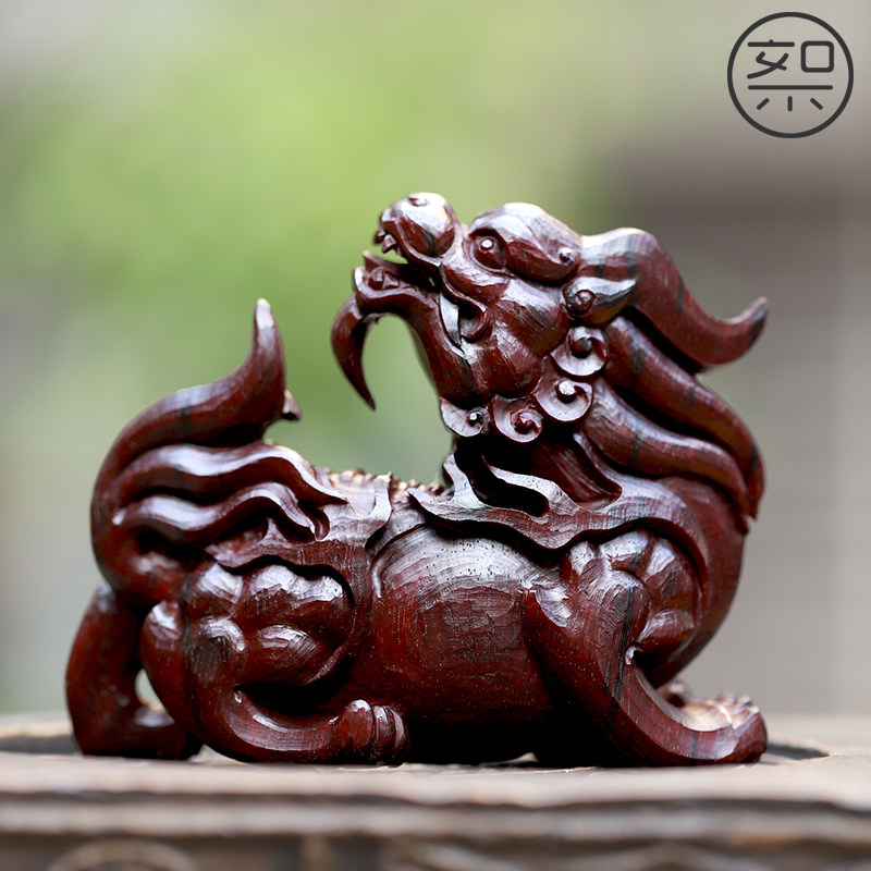 絮旧螭虎手把印度小叶叶紫檀木文玩把玩物件木雕