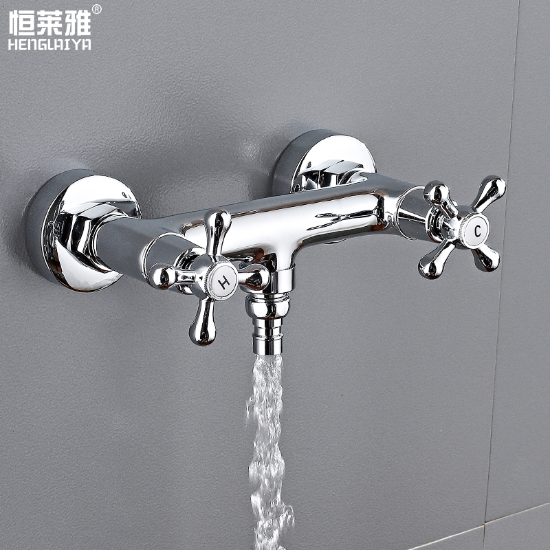 洗衣机全铜体双把冷热冷热水水龙头混水阀暗4分6分洗衣机龙头