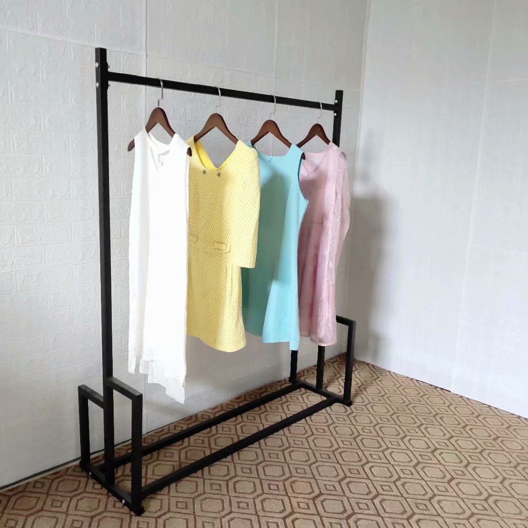 金色铁艺服装架衣服展示架陈列架落地式女装店衣架服装店货架架子