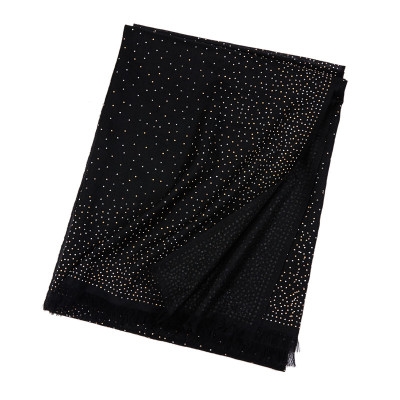 清仓烫钻黑色海之星羊毛围巾秋冬百搭时尚围脖围巾