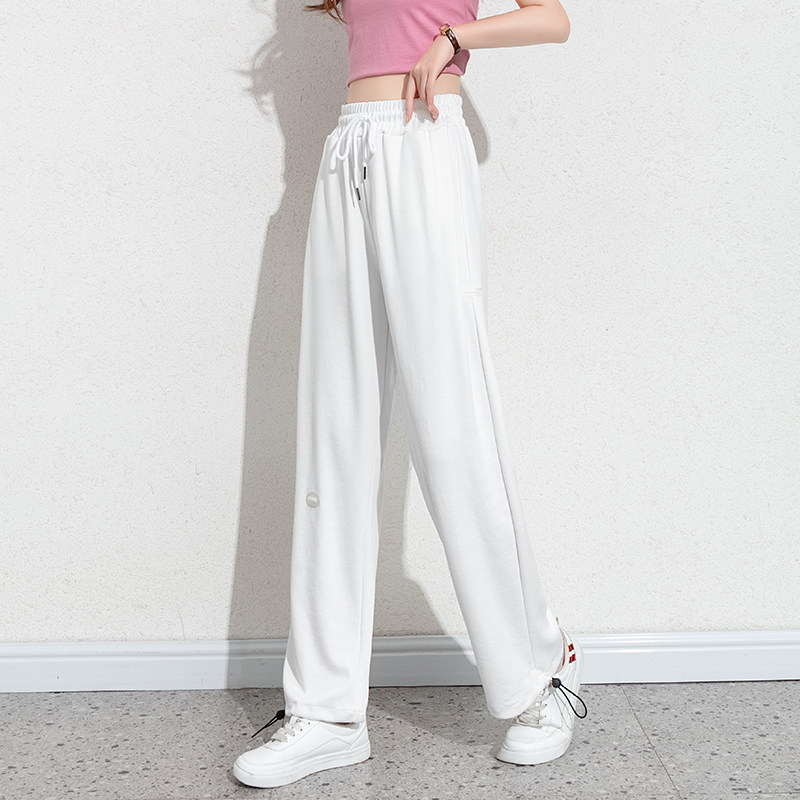 白色运动裤女宽松束脚夏季薄款裤子女裤直筒休闲裤
