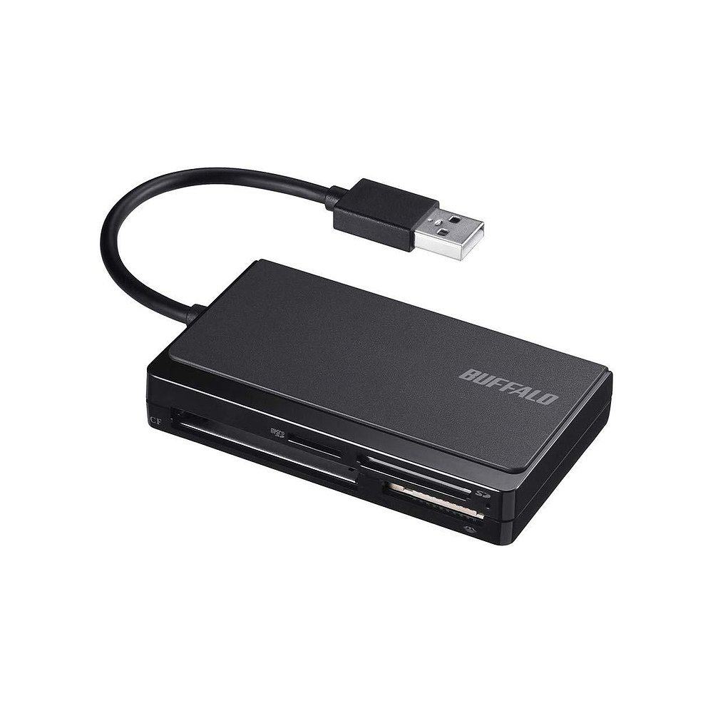 日本直邮buffalousb20合一读卡器电缆存放型号黑色bscr308u2bk读卡器