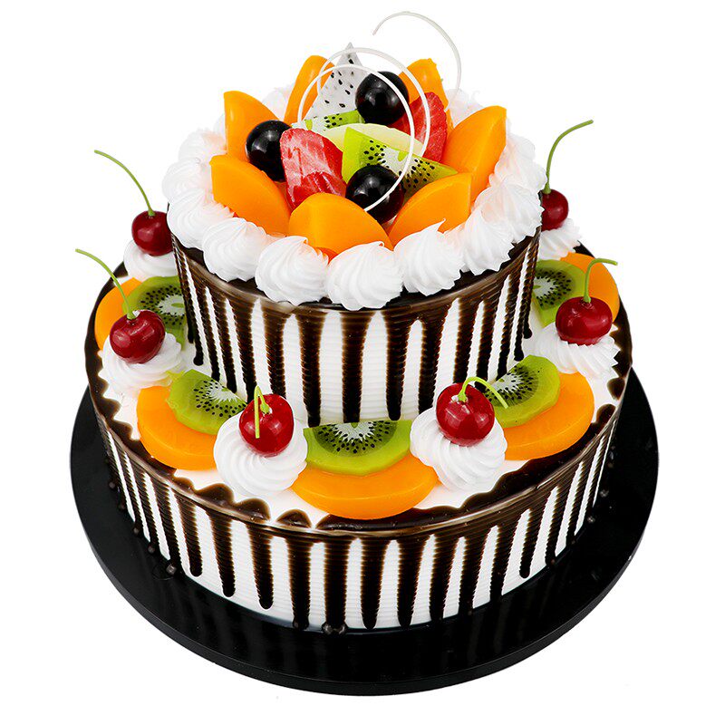 双层生日蛋糕模型仿真2020新款网红卡通水果蛋糕仿真水果