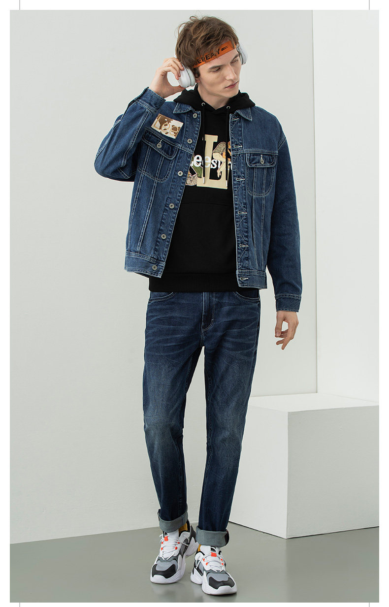 lee商场同款101秋冬新品蓝色牛仔外套夹克夹克