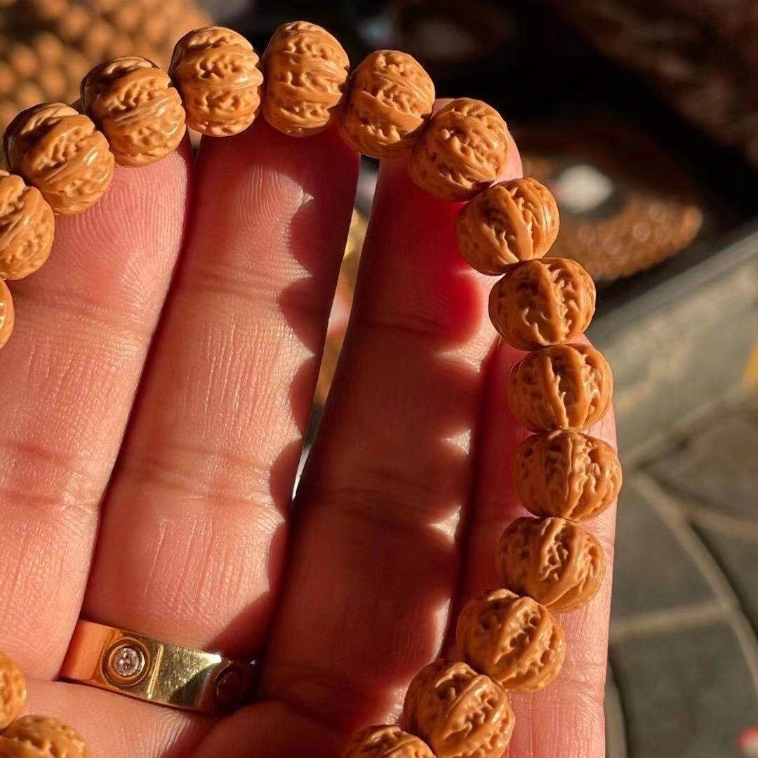 野生猴头核桃手串精工雕刻蚂蚁八棱圆光文玩佛珠