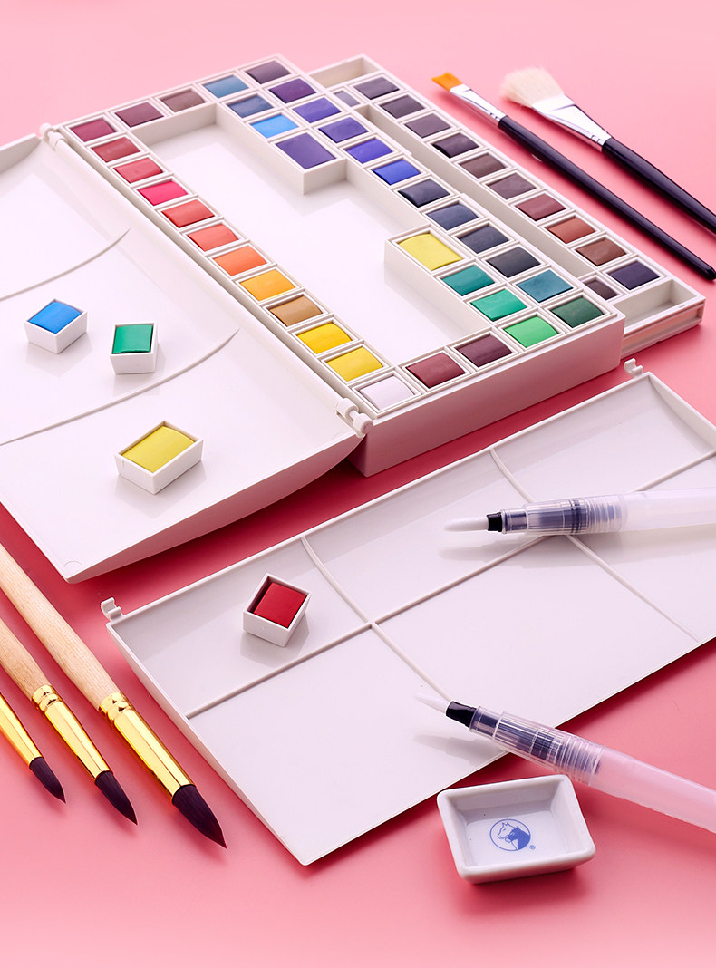 水彩固体颜料套装马利马力工具绘画画笔水彩画水彩颜料