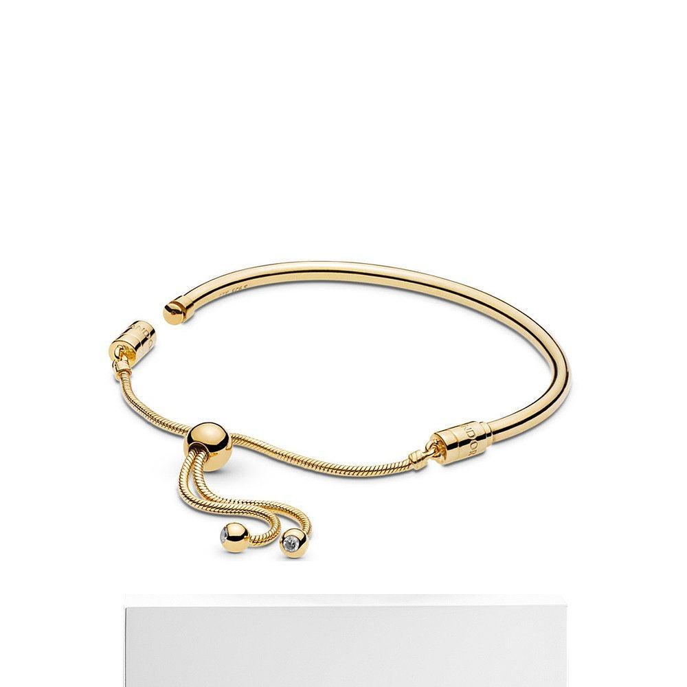 pandora香港直邮潘多拉金色momentsshine滑动手镯手链