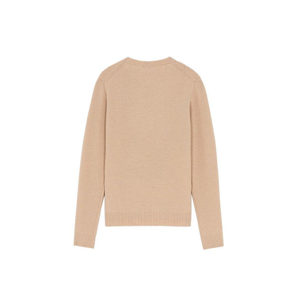 欧洲直邮maisonkitsune男女女同米色羊毛狐狸头圆领套头针织衫