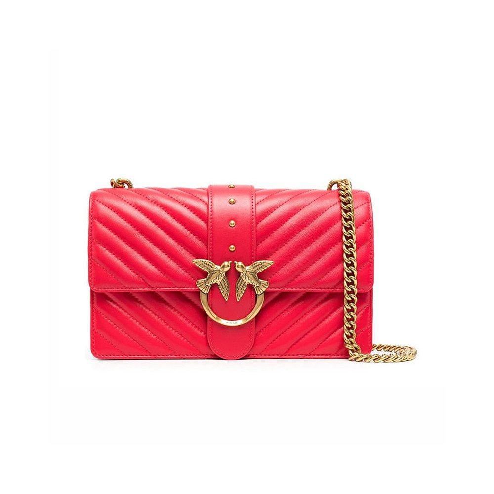 香港直邮pinko女士红色皮革金色燕子logo链条女士包袋