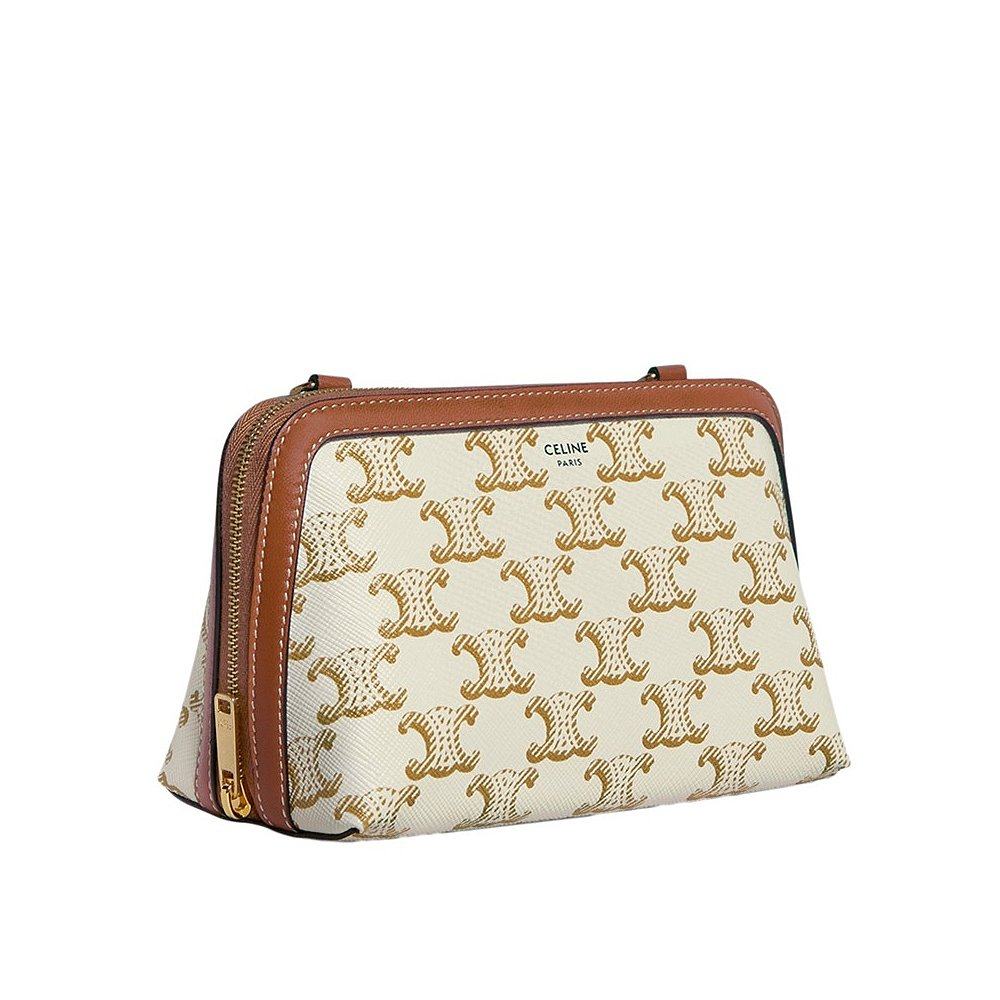 欧洲直邮celine赛琳女士黄褐色小羊皮饰边链条单肩通用款女包