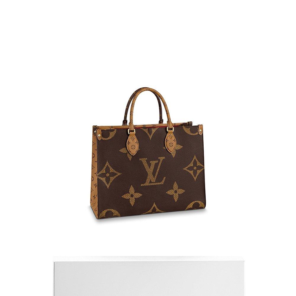 欧洲直邮louisvuitton路易威登onthego女士老花拼色手提包通用款女包