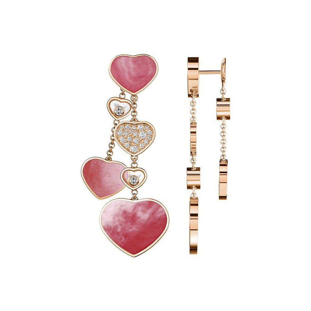 hearts系列18k金镶嵌钻石耳环 萧邦 经典 款 happy 欧洲直邮chopard