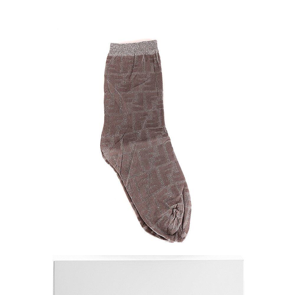 欧洲直邮fendi女士袜子logo设计感拼色亮丝高端时尚洋气中筒袜