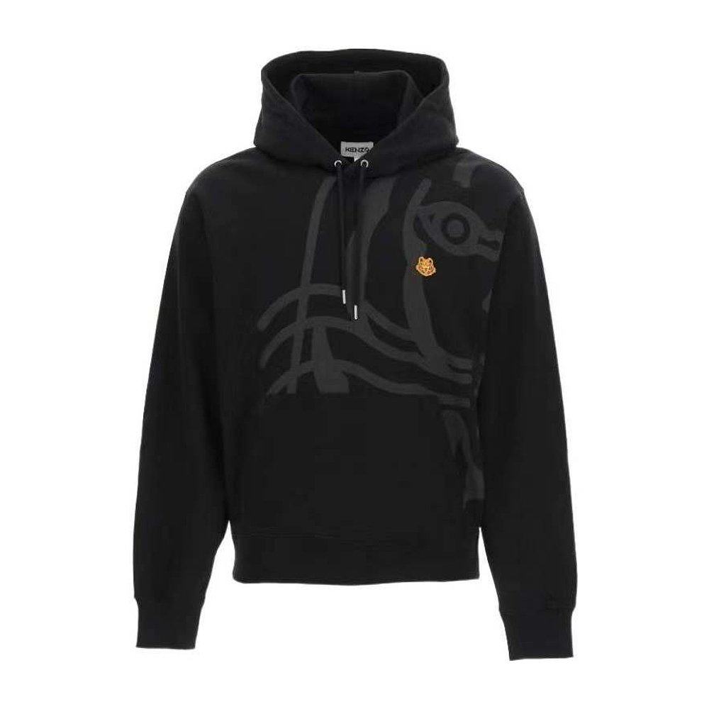 香港直邮kenzokenzo黑色印花男士连帽卫衣卫衣