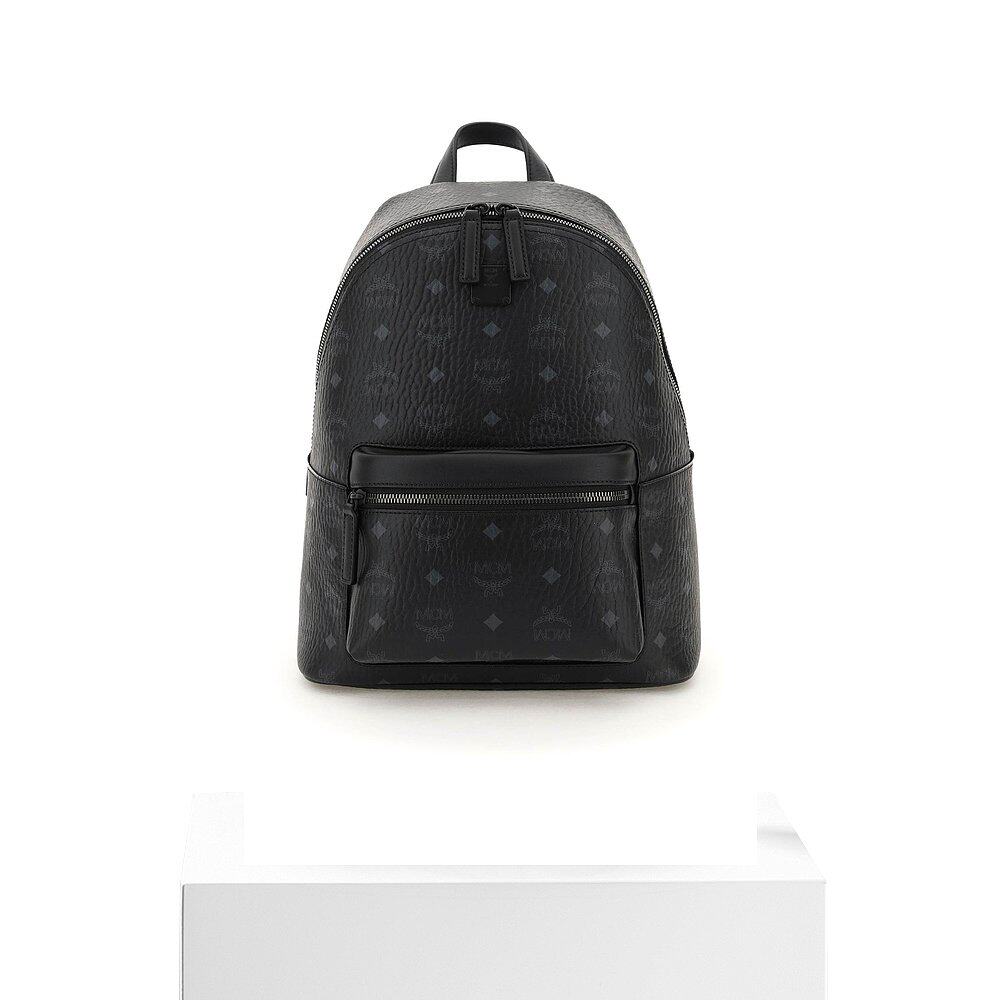 欧洲直邮mcm男士黑色徽标拉链双肩包时尚休闲百搭双肩背包