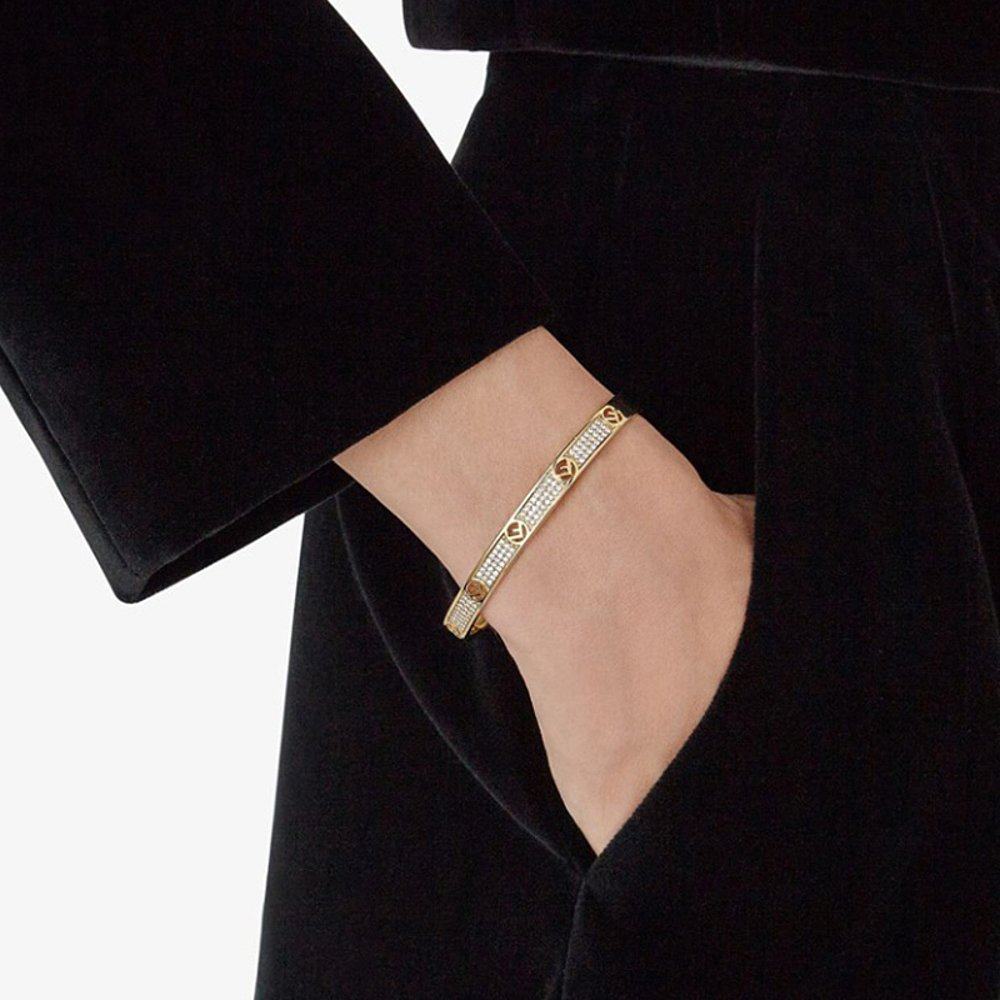 欧洲直邮fendi芬迪经典isfendi系列玫瑰金色手镯