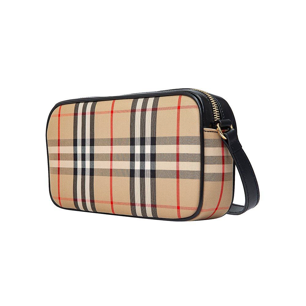 香港直邮burberry巴宝莉女士卡其格子子棉聚酯单肩女士包袋
