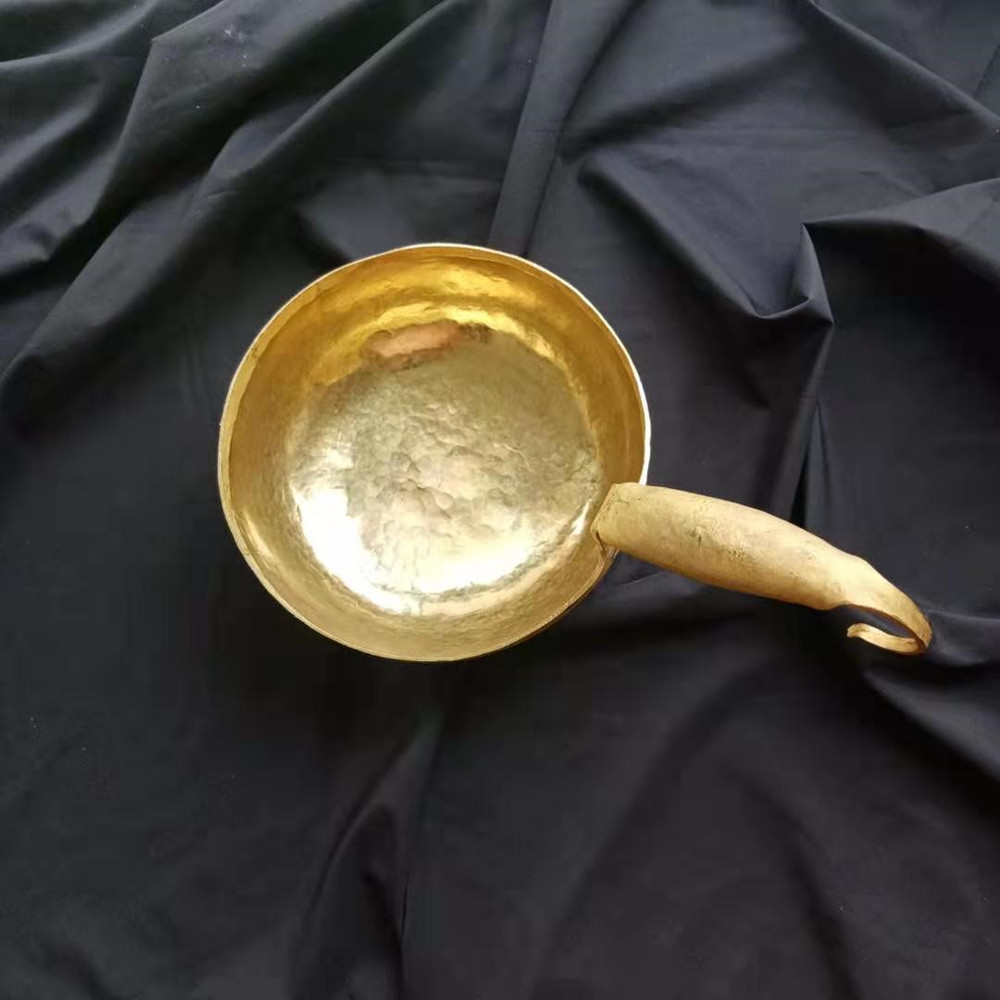 纯铜黄铜手工手工制制作加厚大铜勺铜舀厨房大号汤勺