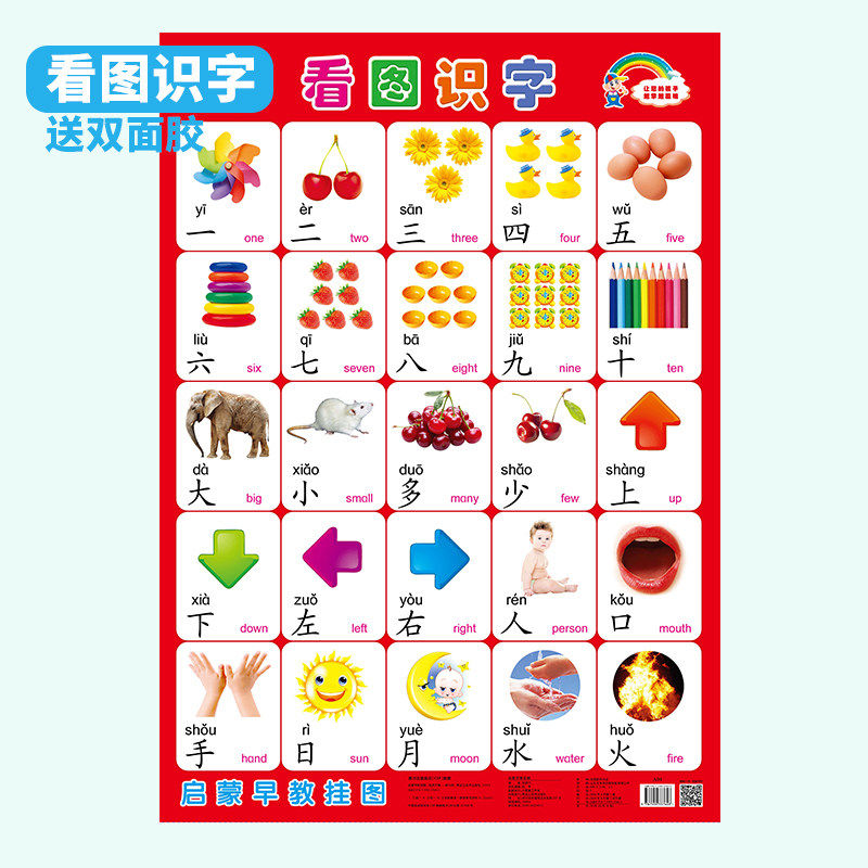 宝宝早教挂图无声婴幼儿童036岁墙贴画认知识字汉语拼音字母表