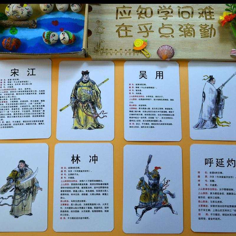 水浒国画人物卡片梁山好汉水浒传早教闪卡幼儿文化创意邮册