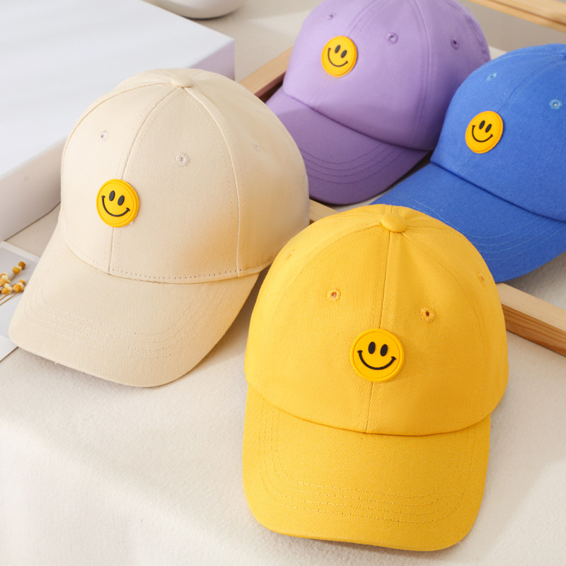 宝宝鸭舌帽春秋秋季男童棒球帽女童韩版笑脸防晒帽子