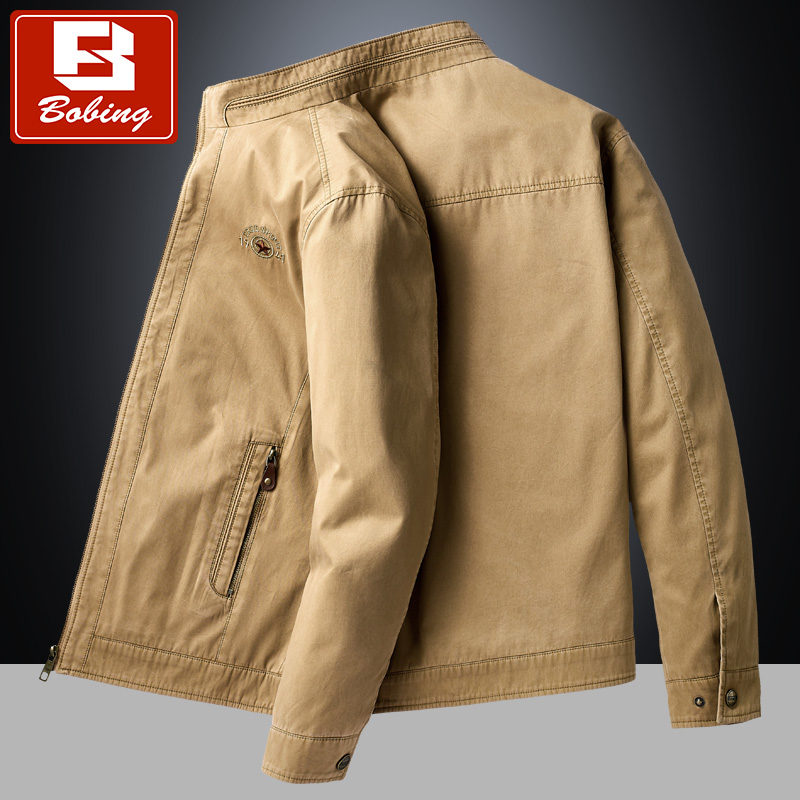 秋装外套男中年立领薄款茄克爸爸春秋宽松大码休闲夹克男装上衣