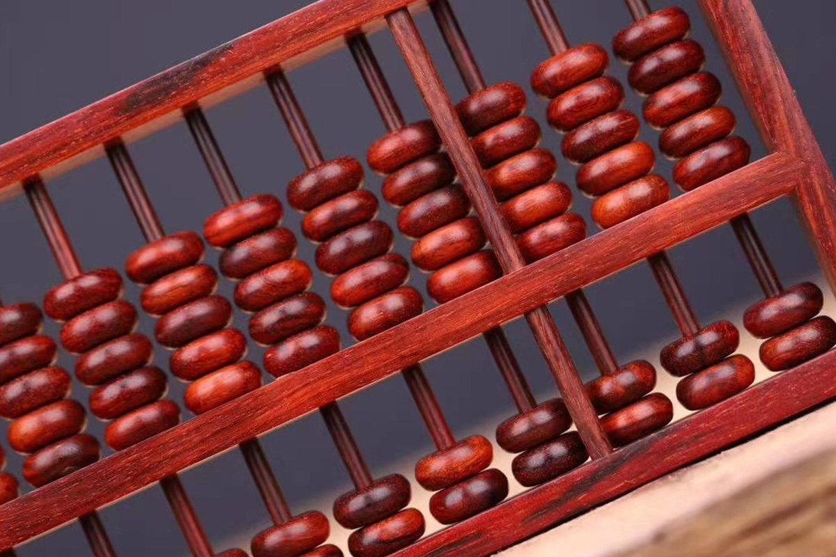 算盘印度小叶紫檀13档红木算珠木质老式珠算木雕