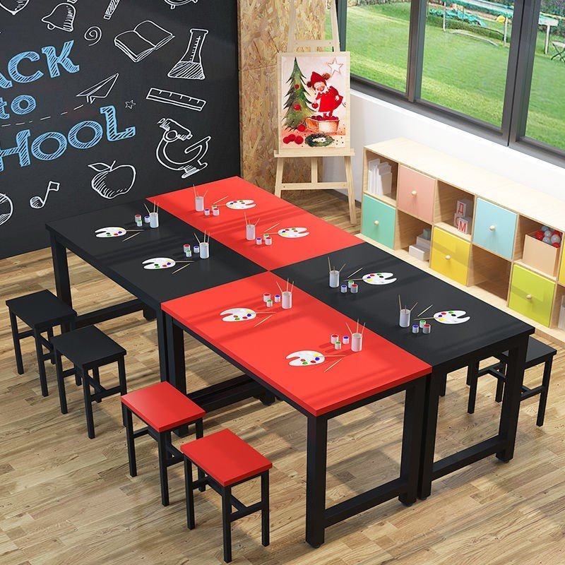 画室桌子学生培训幼儿园美术绘画彩色桌椅学习课桌椅