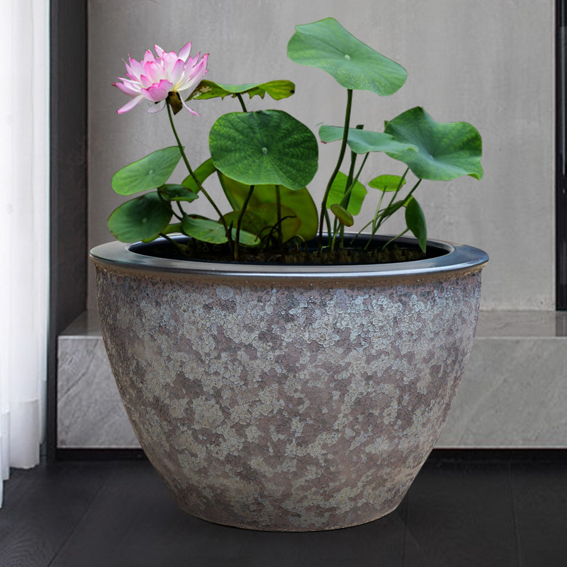 花盆陶瓷特大号阳台庭院睡莲碗莲盆荷花落地园艺花盆