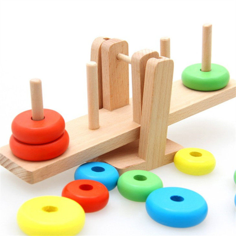 木质小丑天平幼儿园益智区平衡早教颜色玩具木制科学实验