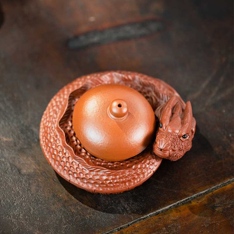 宜兴紫砂茶宠摆件生肖龙配件配件养鱼化龙茶滤礼品开水器