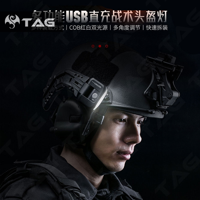 纳丽德双光源头盔灯肩灯夹帽头灯背包织带夹灯户外登山骑行信号灯