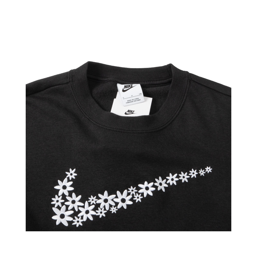 直营nike耐克卫衣女装花卉刺绣运动上衣休闲圆领套头衫dm6310