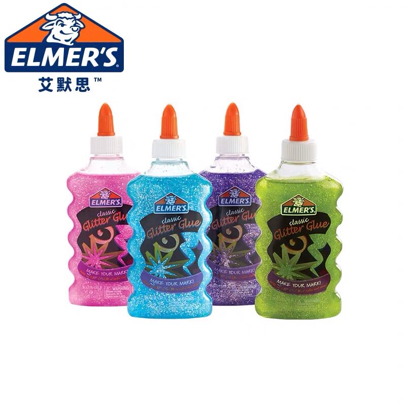 美国艾默思闪粉胶牛头牌学生手工胶水diy贺卡闪光胶儿童制作史莱姆胶