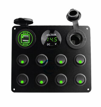 ຂາຍລົດ RV ດັດແປງ 8-bit switch combination panel trailer towing switch panel voltmeter USB control factory