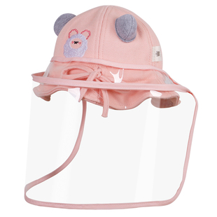 婴儿防护面部罩宝宝防飞沫帽子新生儿遮脸罩儿童外出隔离唾液面罩