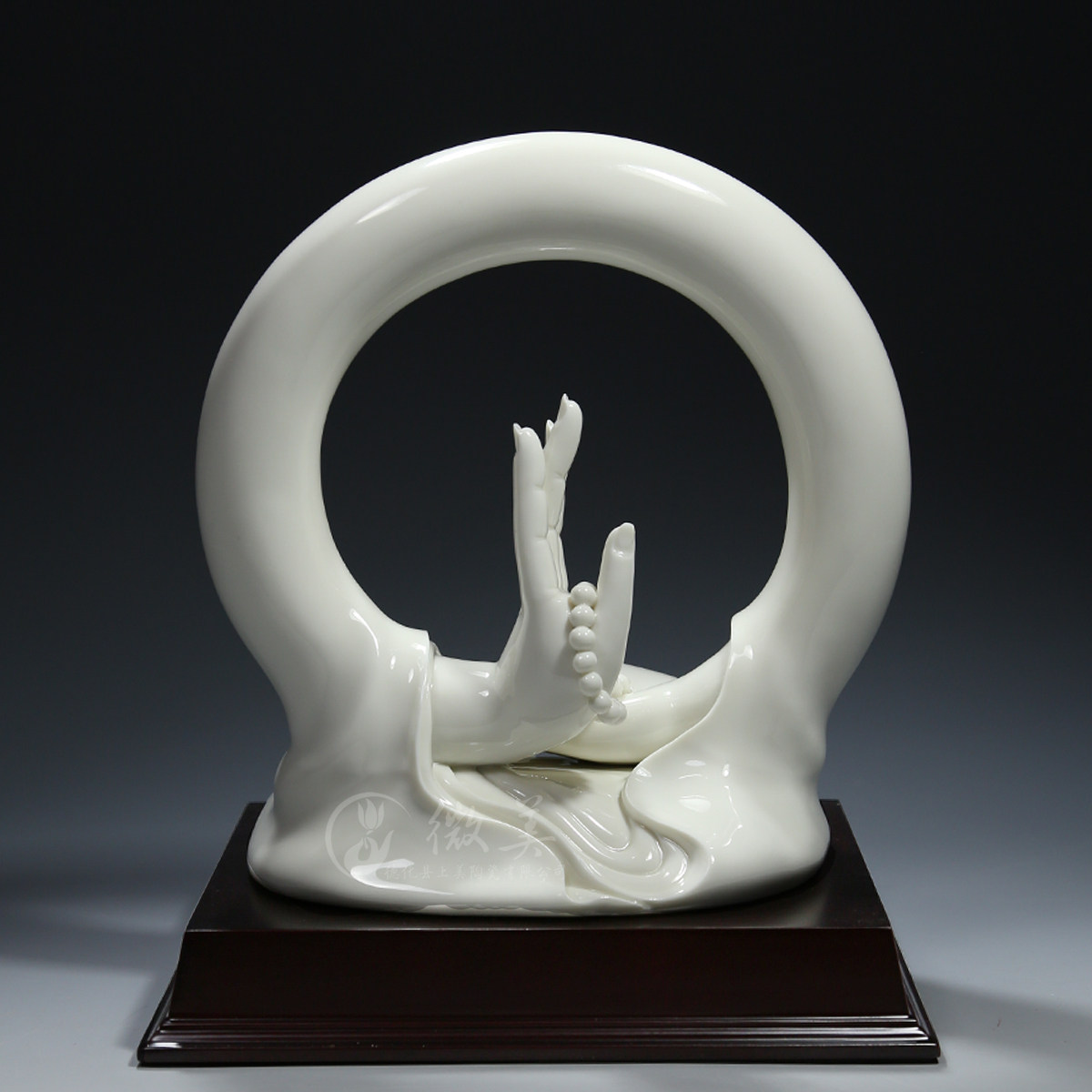 微美和谐佛手摆件佛教禅意陶瓷器工艺品送客客户摆件