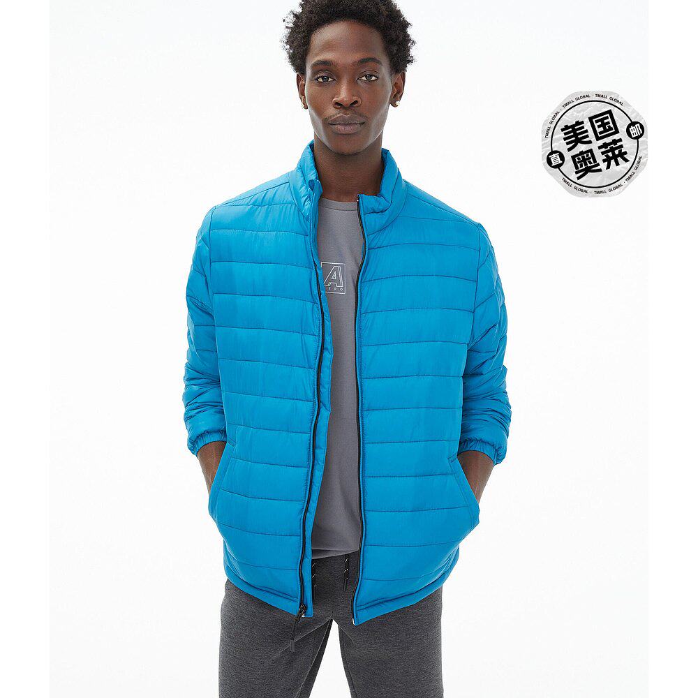 aeropostale男士中等重量羽绒服蓝绿绿色美国奥莱直发羽绒服