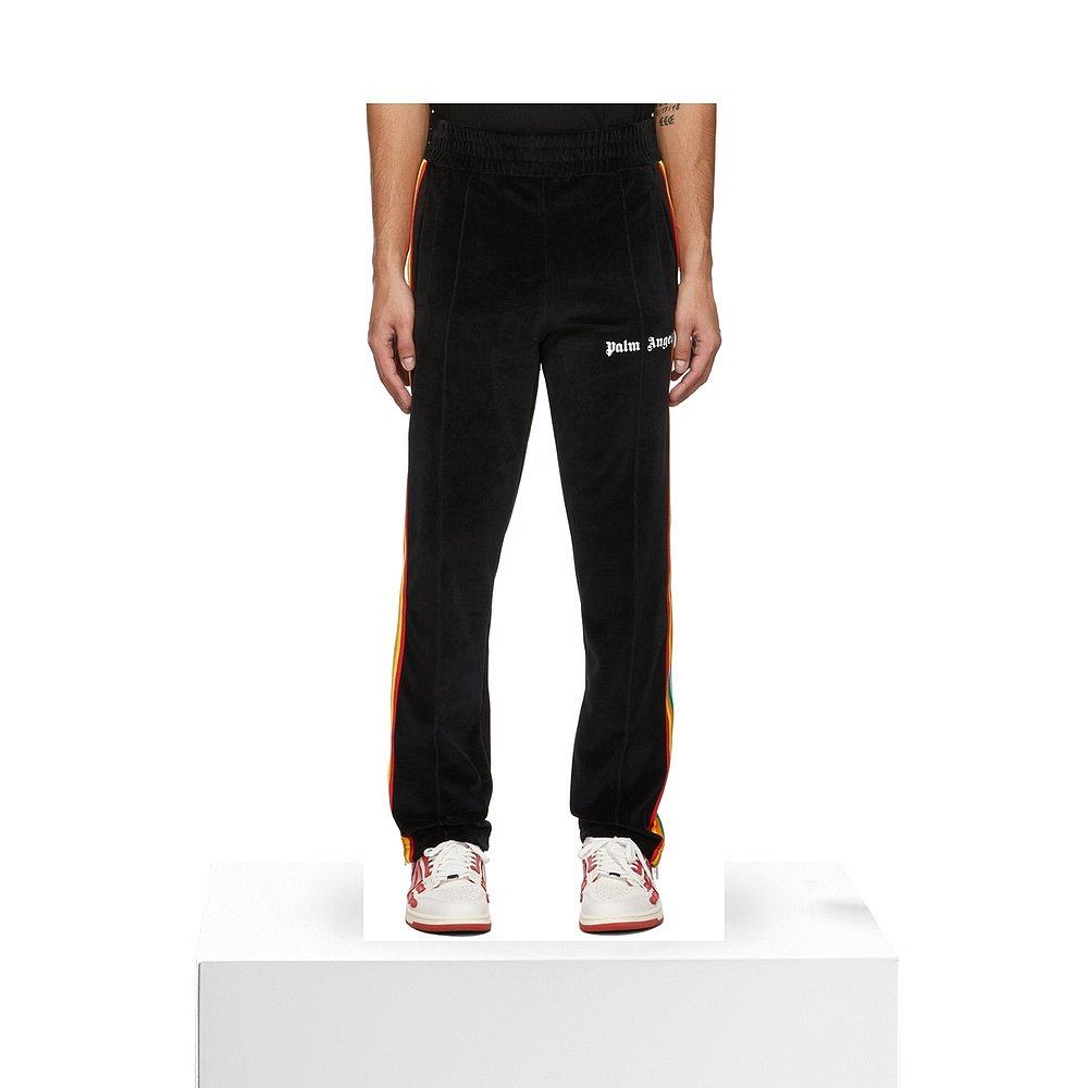 香港直邮palmangels男士黑色棉质彩虹条纹运动裤pmcj001c99fa