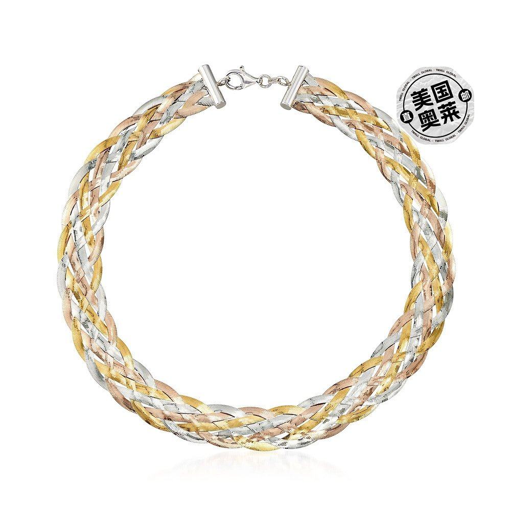 ross-simonsrosssimons意大利三色三色纯纯银编织人字项链项链