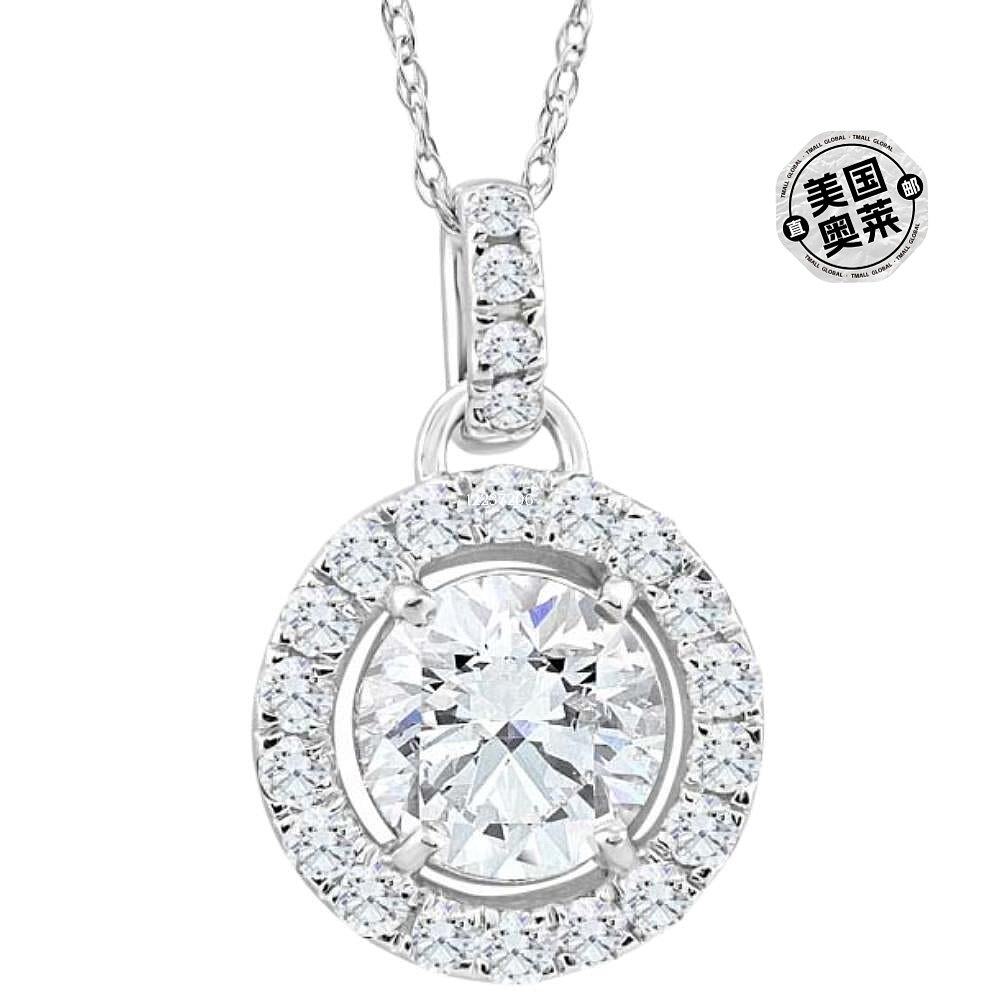 克拉pompeii31tw圆形钻石中心光环吊坠实验室项链