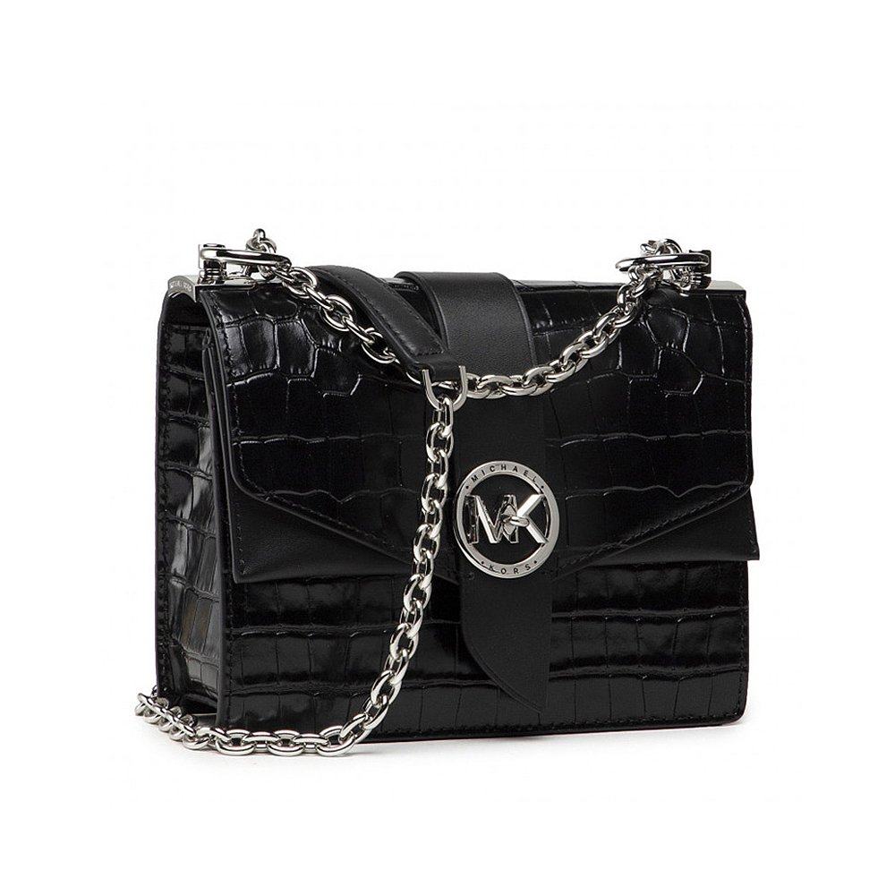 香港直发michaelkors女士黑色皮革单肩32t1sgrc5eblack通用款女包