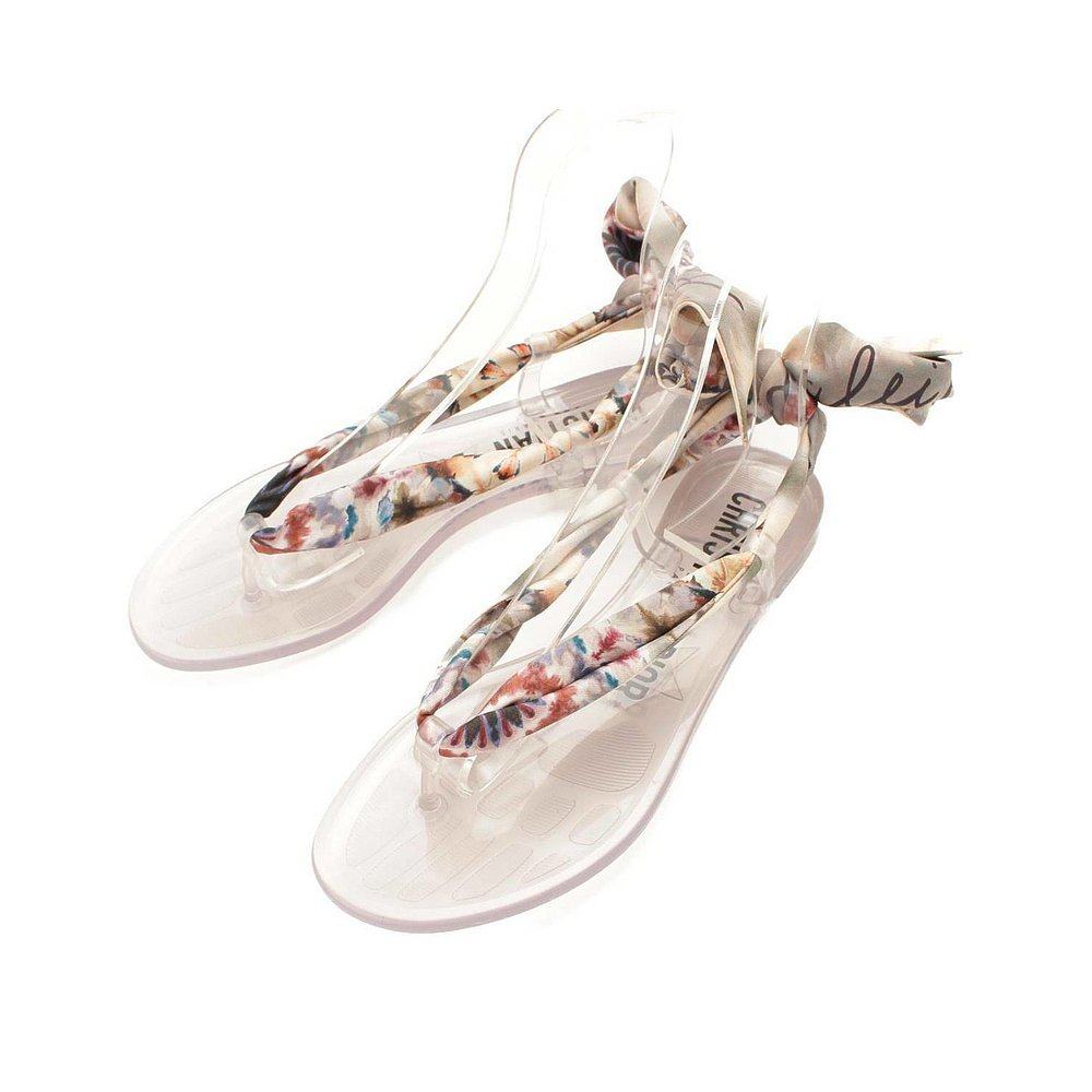 平底香港直发dior迪奥女士透明印花绑带凉鞋时装凉鞋