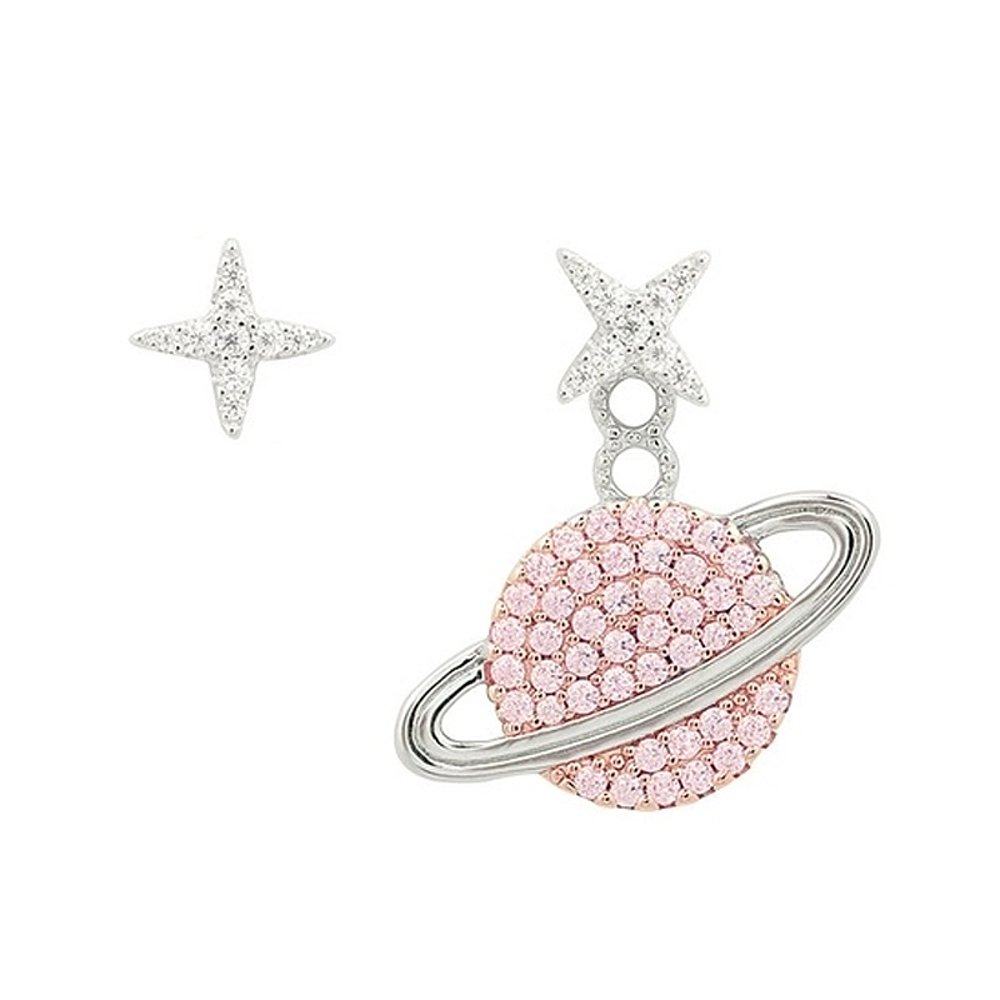 香港直发apmmonacowonderland系列不对称星与星球耳钉粉色土星