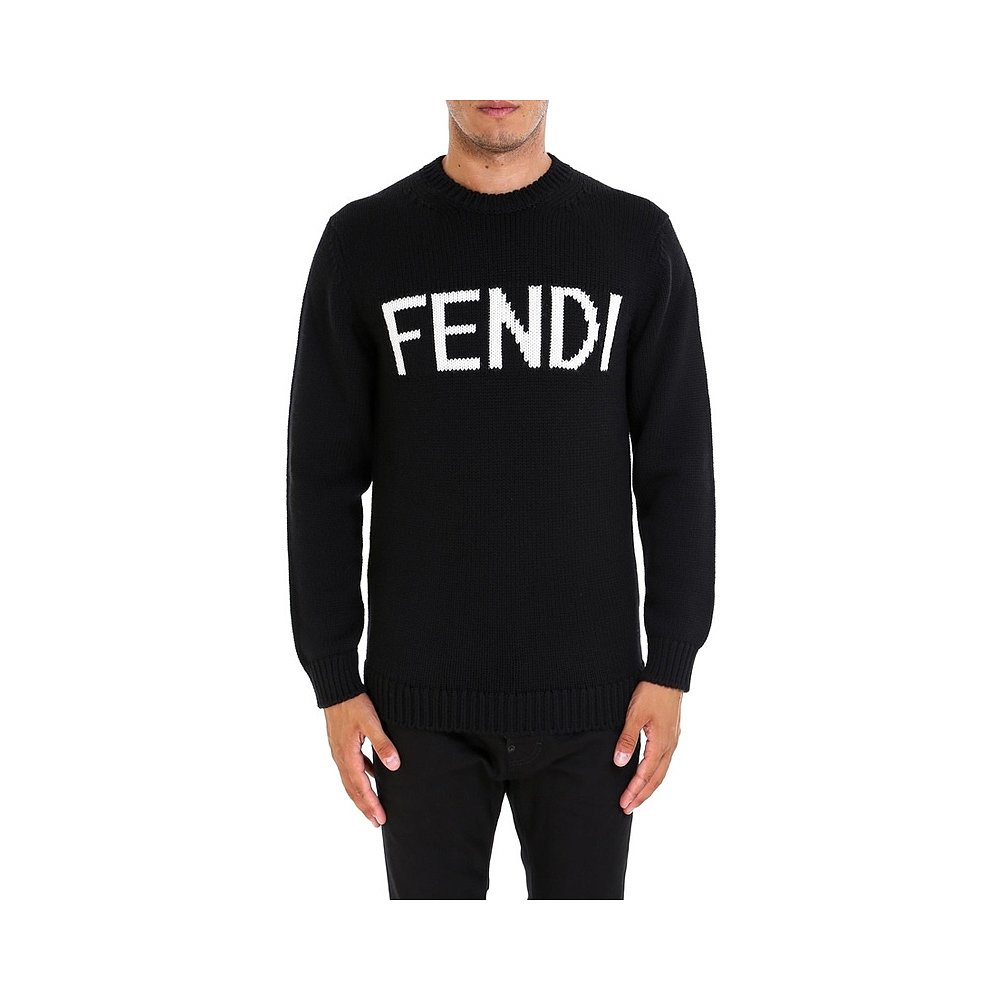 香港直发fendi芬迪男士黑色羊毛针织衫fzz387a3m3针织衫