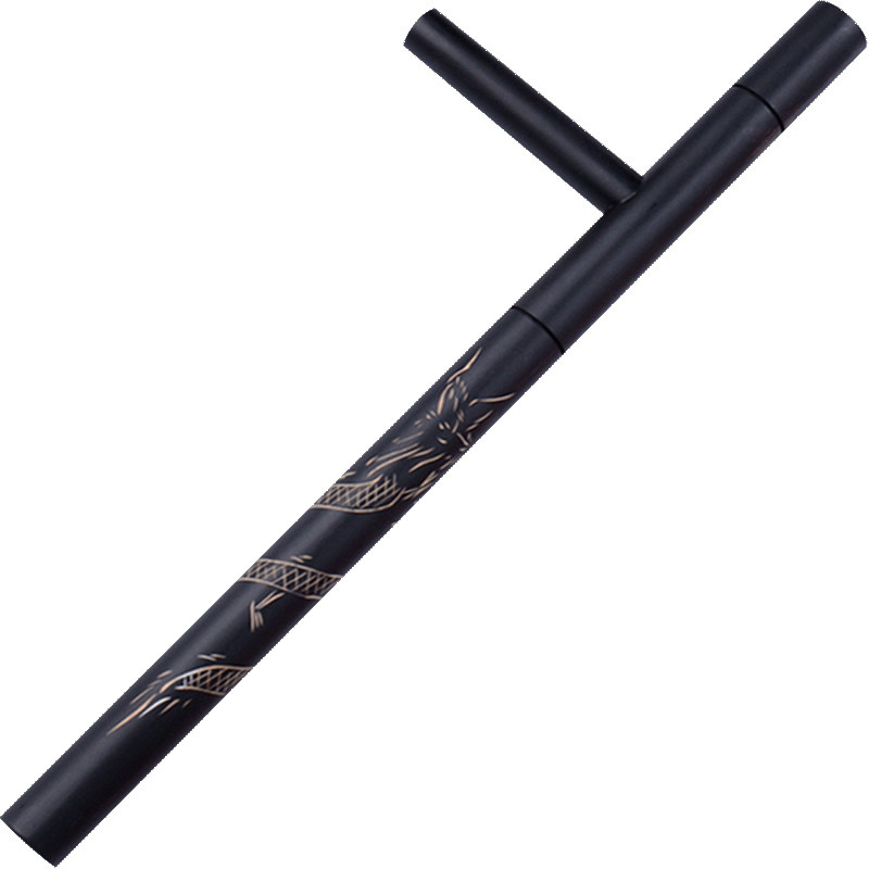 雌雄雕龙双拐木制拐棍浮萍丁字武器东方棍兵器t型棍